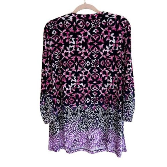 Susan Graver Jersey Tunic Top Size 1X FloralAbstract Liquid Knit Stretchy - Picture 3 of 8